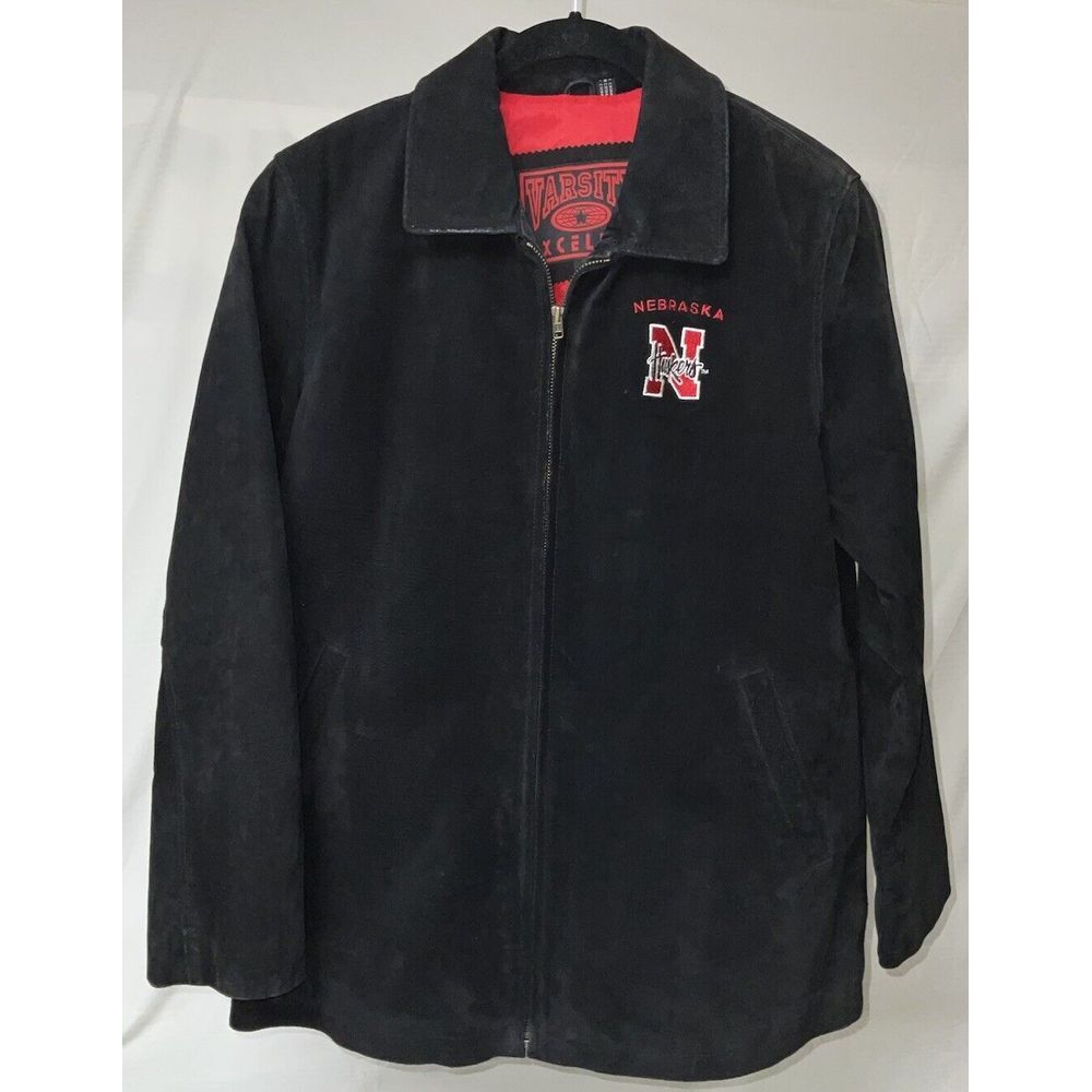 Varsity Excelled Black Suede Nebraska Cornhuskers Jacket Size M